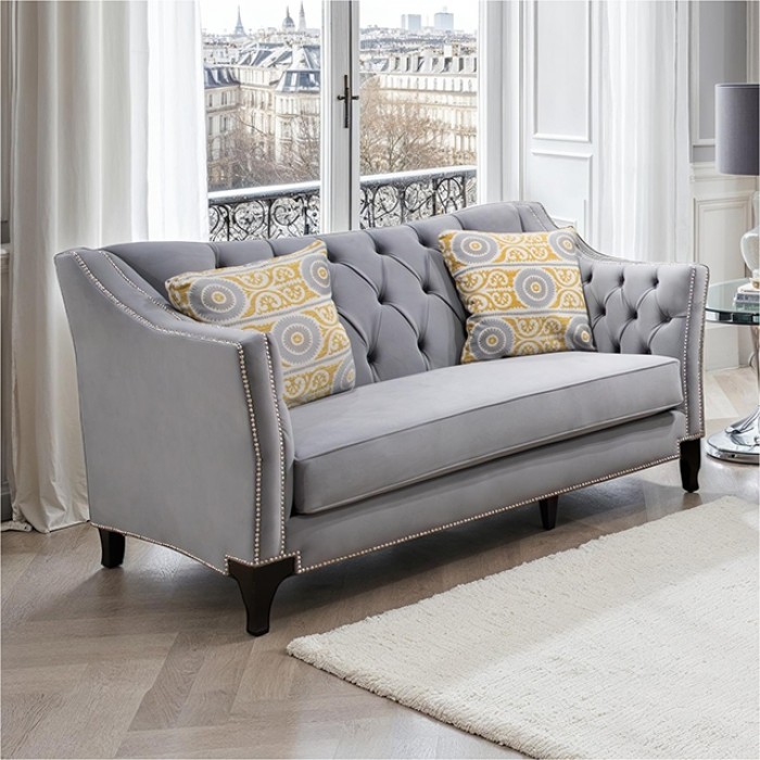 Wilmette Gray Loveseat Sm2296Gy-Lv By Furniture Of America | Mobilia Cleopatra 3 Wilmette Gray Loveseat SM2296GY-LV By Furniture Of America - Image 1