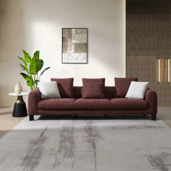 Mardi Maroon Sofa with 3 Pillows in Tweed By ACME
