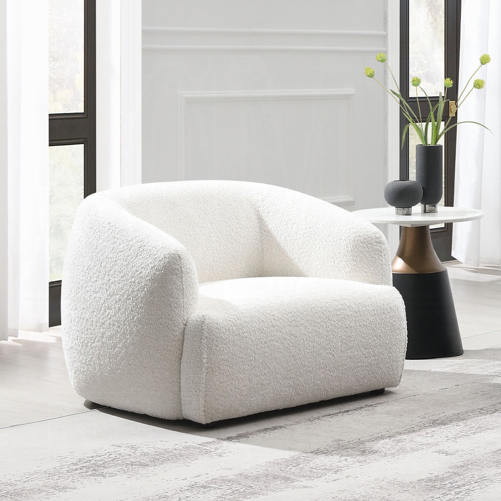 Lucifer Chair In White Shimmer Chenille Lv03527 By Acme | Mobilia Cleopatra 3 Lucifer Chair in White Shimmer Chenille
