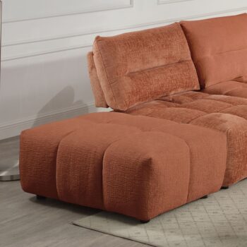 Loanna Ottoman in Coral Red Chenille