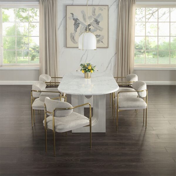 Zayn Dining Table with White Natural Marble Top DN04205 By ACME - Image 5