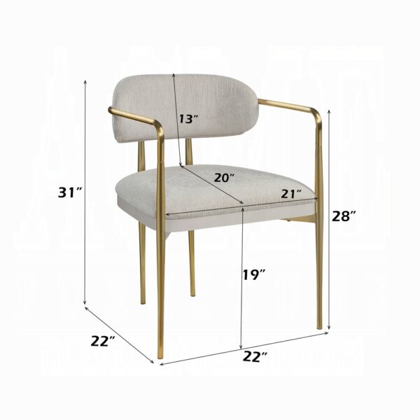 Zayn Arm Chair in Beige Chenille Set of 2 By ACME - Image 5