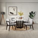 Edwyn Round Dining Table with White Natural Marble Top DN05205 By ACME - Image 4