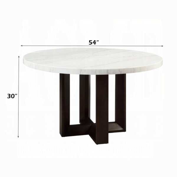 Edwyn Round Dining Table with White Natural Marble Top DN05205 By ACME - Image 2