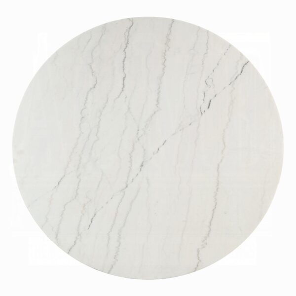 Edwyn Round Dining Table with White Natural Marble Top DN05205 By ACME - Image 3