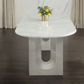 Zayn Dining Table with White Natural Marble Top By ACME
