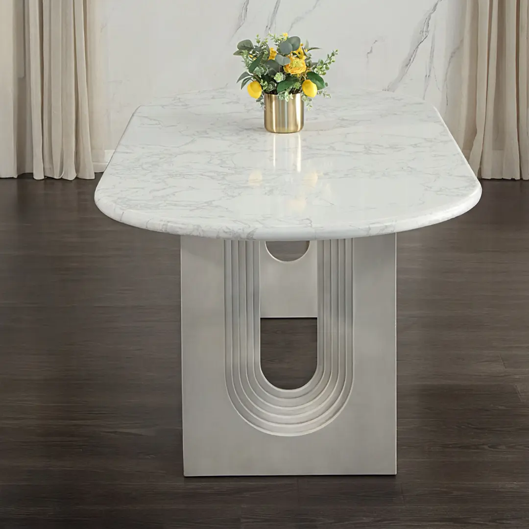 Zayn Dining Table With White Natural Marble Top By Acme | Mobilia Cleopatra 3 Zayn Dining Table with White Natural Marble Top By ACME - Image 1