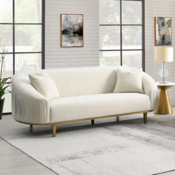 Martina Sofa with 2 Pillows in Ivory Velvet By ACME