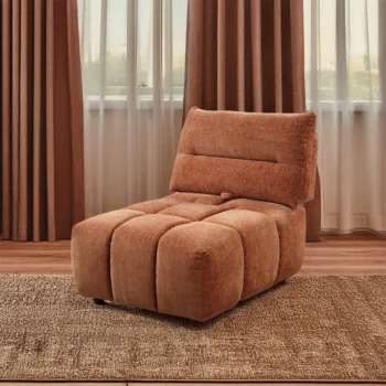 Loanna Moludar – Armless Chair in Coral Red Chenille By ACME