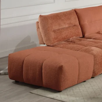 Loanna Ottoman in Coral Red Chenille By ACME
