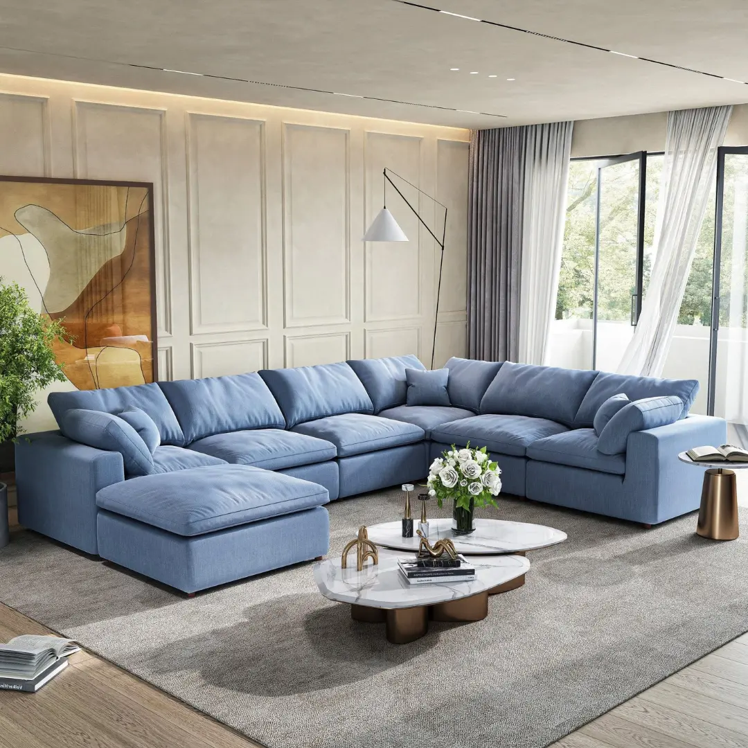 Sec8062Bu Blue Ottoman By Artisan Furniture | Mobilia Cleopatra 3 SEC8062BU Blue Ottoman By Artisan Furniture - Image 1