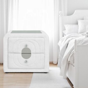 Shelyn Nightstand in White Teddy Sherpa