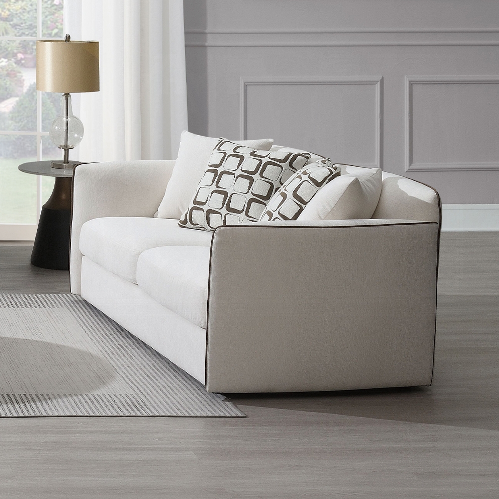 Yolanda Loveseat With 4 Pillows In Beige Chenille Lv03606 By Acme | Mobilia Cleopatra 3 Yolanda Loveseat with 4 Pillows in Beige Chenille
