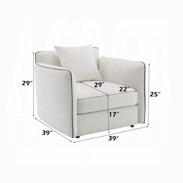 Yolanda Chair with Pillow in Beige Chenille LV03607 By ACME - Image 4