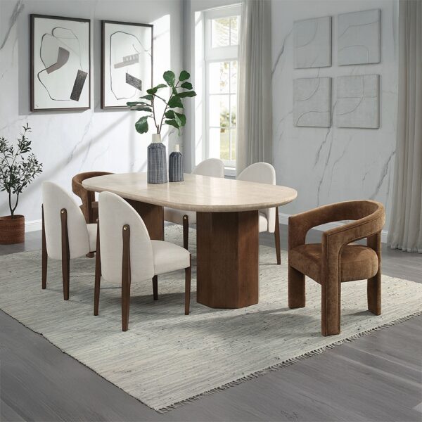 Leonardo Arm Chair in Brown Linen Set of 2 By ACME - Image 5