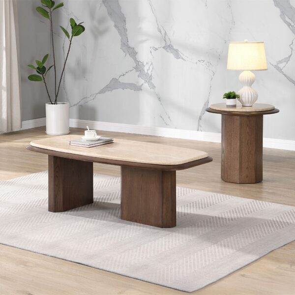 Kasha Coffee Table with Travertine Top LV03325 By ACME - Image 5