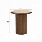 Kasha End Table with Travertine Top LV03326 By ACME - Image 2