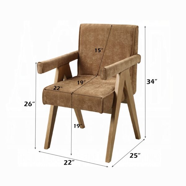 Zoey Arm Chair in Chocolate Chenille Set of 2 By ACME - Image 4