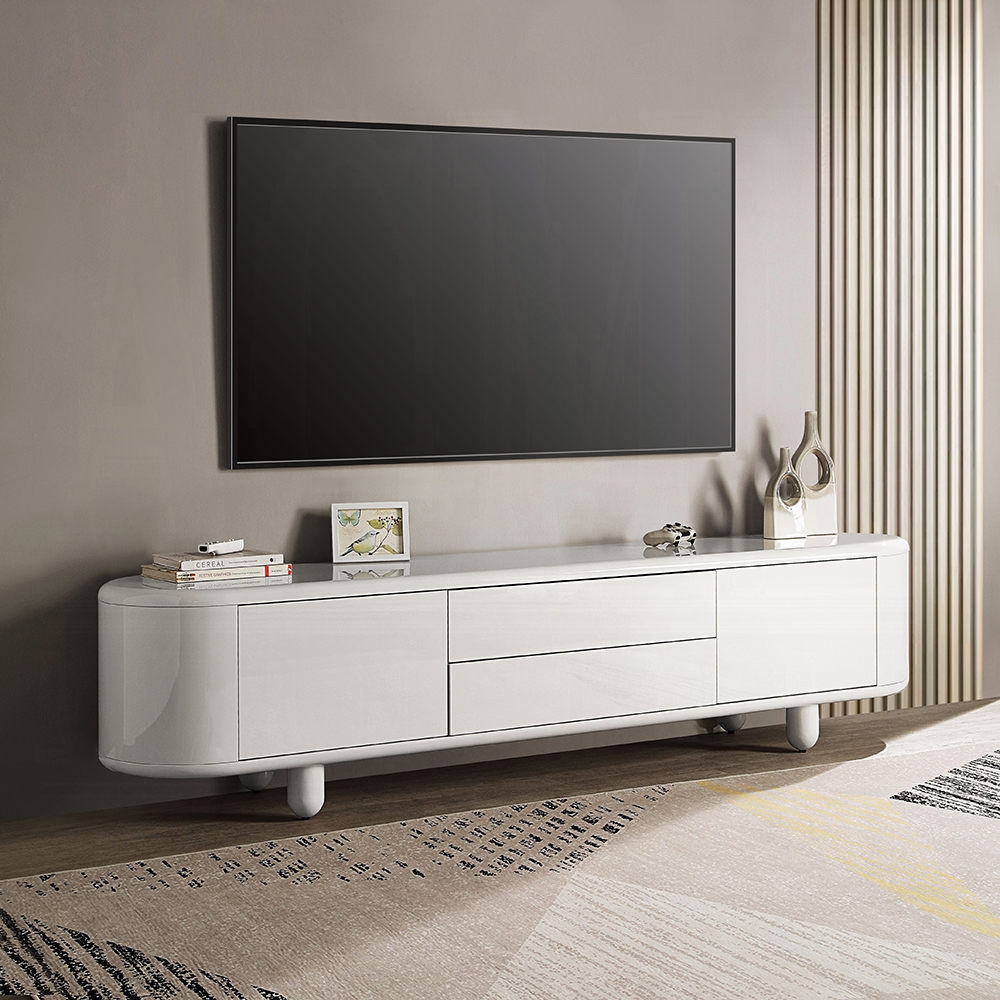 Keely Tv Stand In White High Gloss Lv02608 By Acme | Mobilia Cleopatra 3 Keely TV Stand in White High Gloss