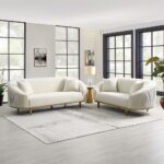 Martina Sofa with 2 Pillows in Ivory Velvet LV03850 By ACME - Image 5