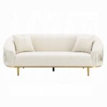 Martina Sofa with 2 Pillows in Ivory Velvet LV03850 By ACME - Image 2