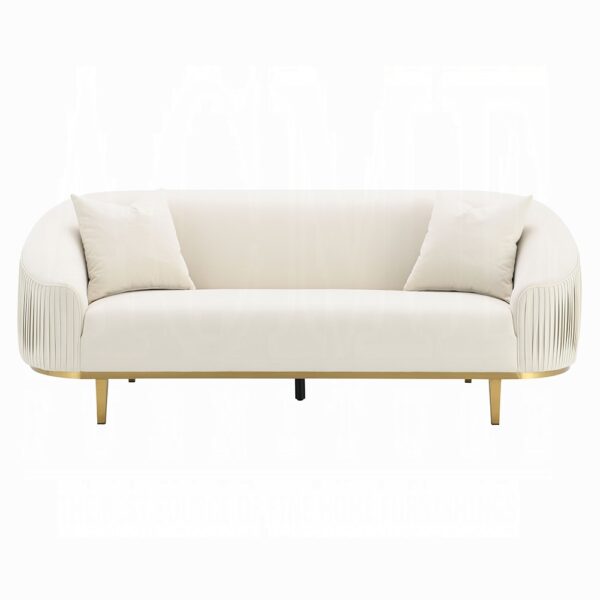 Martina Sofa with 2 Pillows in Ivory Velvet LV03850 By ACME - Image 2