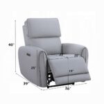 Jeromie Power Motion Recliner with USB Port in Gray Leather LV03337 By ACME – View 3