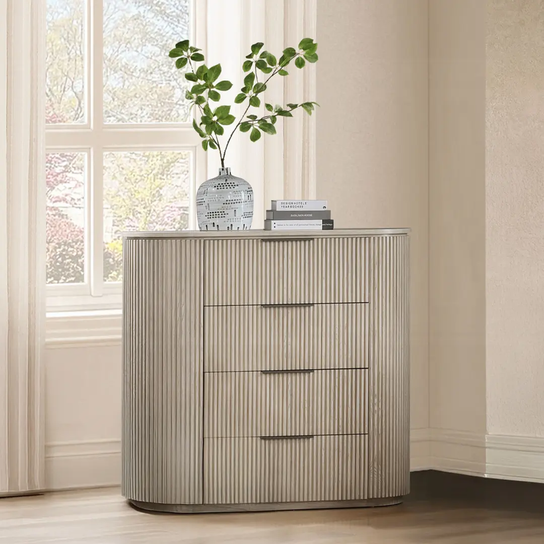 Leanna Chest Of 4 Drawers In Light Oak Finish By Acme | Mobilia Cleopatra 3 Leanna Chest of 4 Drawers in Light Oak Finish By ACME - Image 1