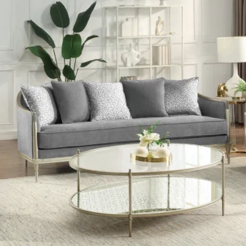 Fernando Sofa with 5 Pillows in Champagne Finish By ACME