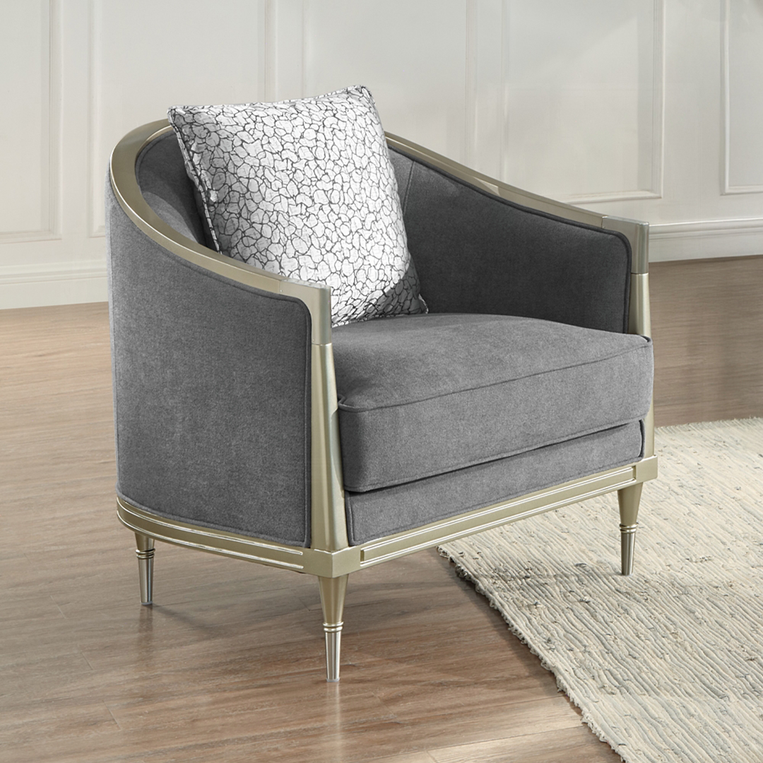 Fernando Chair With Pillow In Champagne Finish By Acme | Mobilia Cleopatra 3 Fernando Chair with Pillow in Champagne Finish By ACME - Image 1