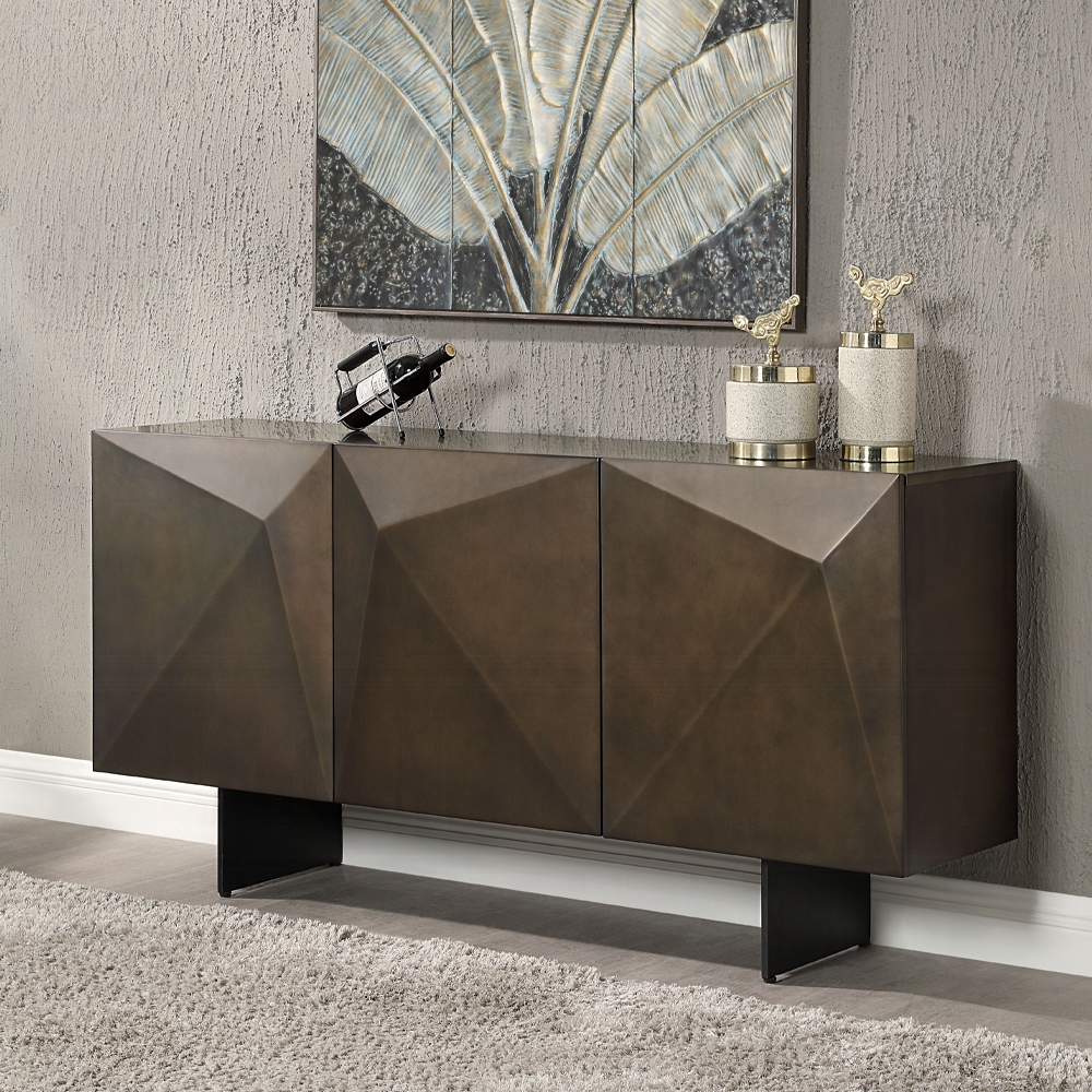 Malika Server In Copper Cross Brushed Finish Dn03597 By Acme | Mobilia Cleopatra 3 Malika Server in Copper Cross Brushed Finish