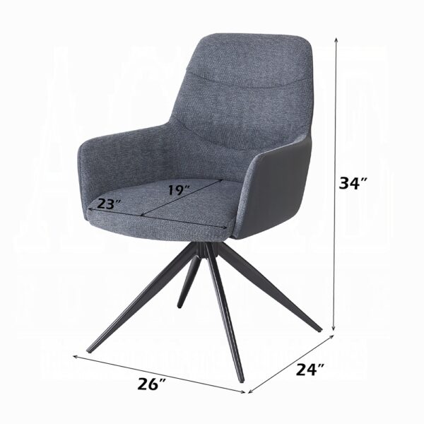Hester Arm Chair in Gray Fabric Set of 2 By ACME - Image 4