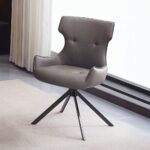 Damita Side Chair with Swivel in Camel Leather