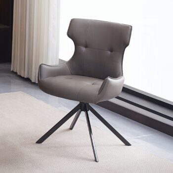 Damita Side Chair with Swivel in Camel Leather