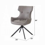 Damita Side Chair with Swivel in Camel Leather Set of 2 By ACME - Image 3