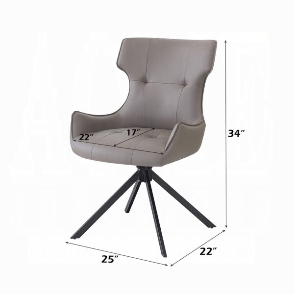 Damita Side Chair with Swivel in Camel Leather Set of 2 By ACME - Image 3