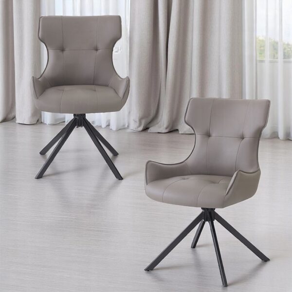Damita Side Chair with Swivel in Camel Leather Set of 2 By ACME - Image 4