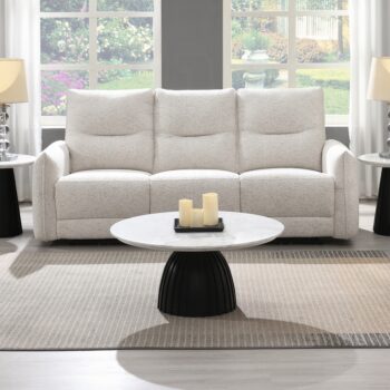 Lalisa Power Motion Sofa with USB Port in Cream Chenille