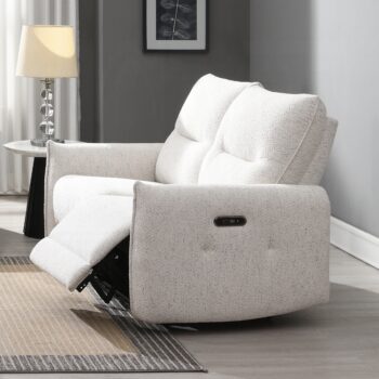 Lalisa Power Motion Loveseat with USB Port in Cream Chenille