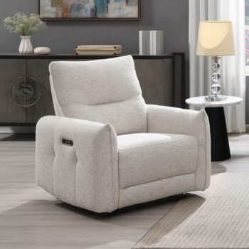 Lalisa Power Motion Recliner with USB Port in Cream Chenille