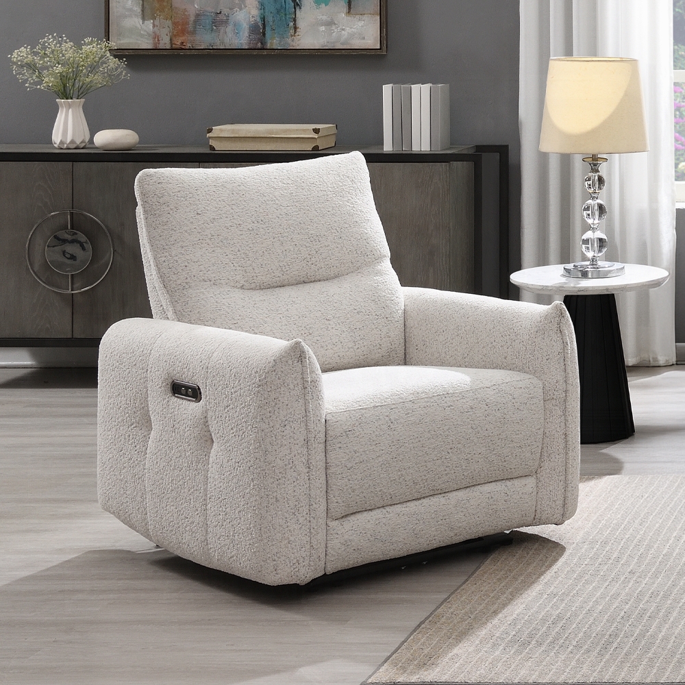 Lalisa Power Motion Recliner With Usb Port In Cream Chenille Lv04782 By Acme | Mobilia Cleopatra 3 Lalisa Power Motion Recliner with USB Port in Cream Chenille