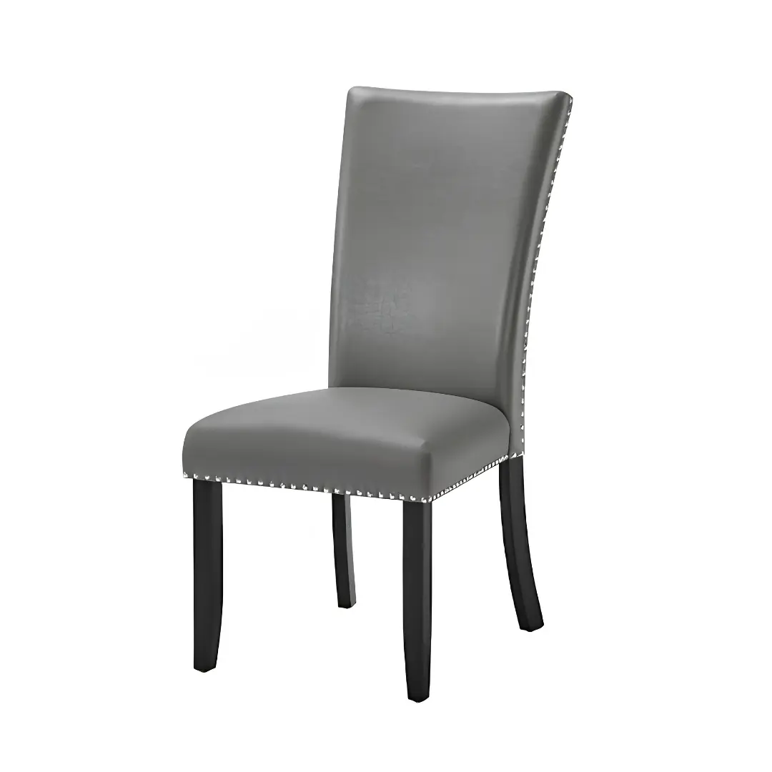 Leather Gray Side Chair Set Of 2 By Mcferran | Mobilia Cleopatra 3 Leather Gray Side Chair Set of 2 By Mcferran - Image 1