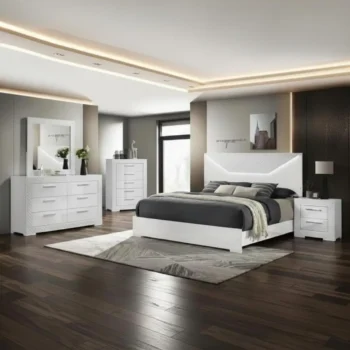 B777-D White Bedroom Dresser & Mirror By McFerran