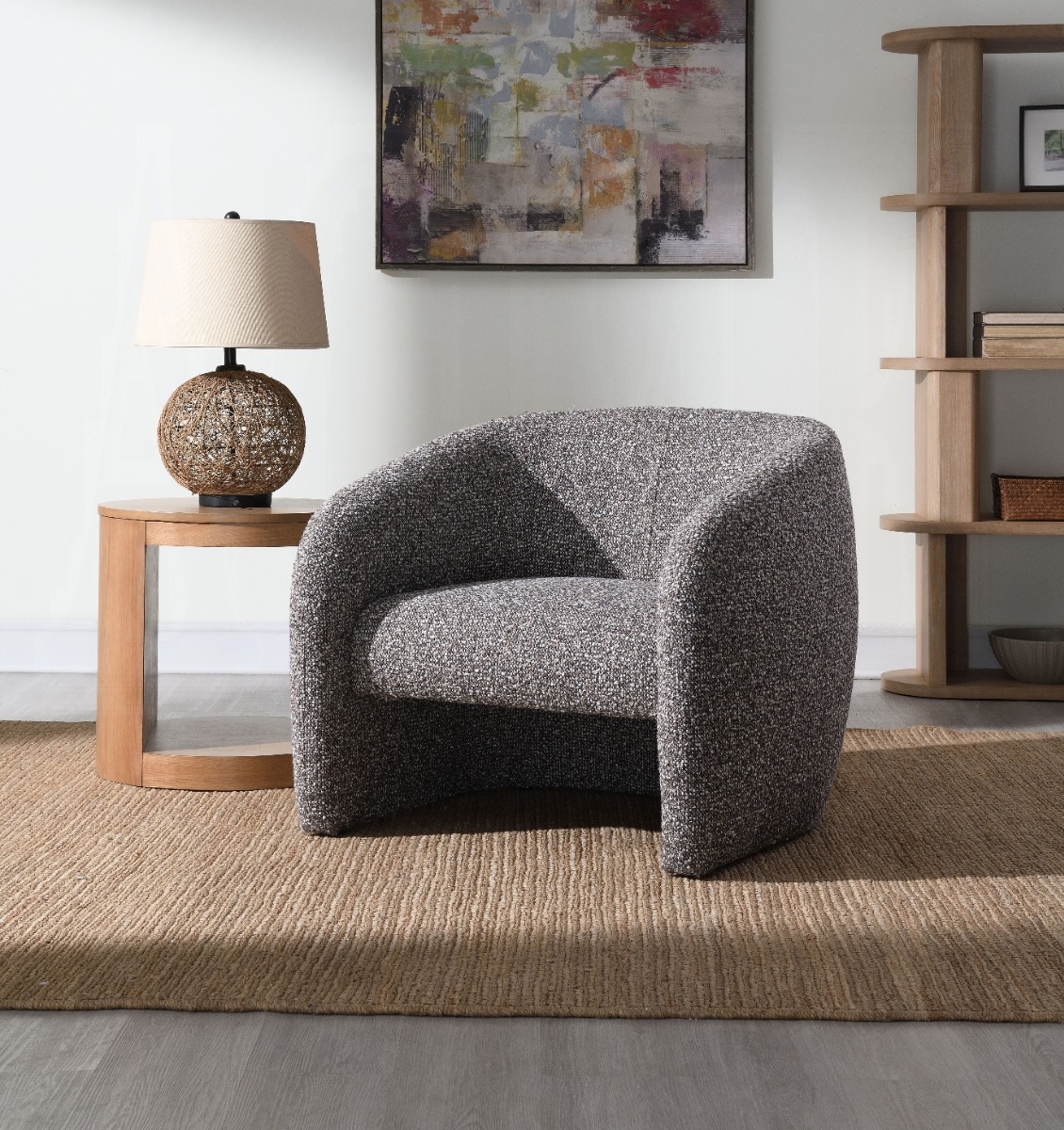 Livia Accent Chair In Brown & Gray Tweed Ac03802 By Acme | Mobilia Cleopatra 3 Livia Accent Chair in Brown & Gray Tweed