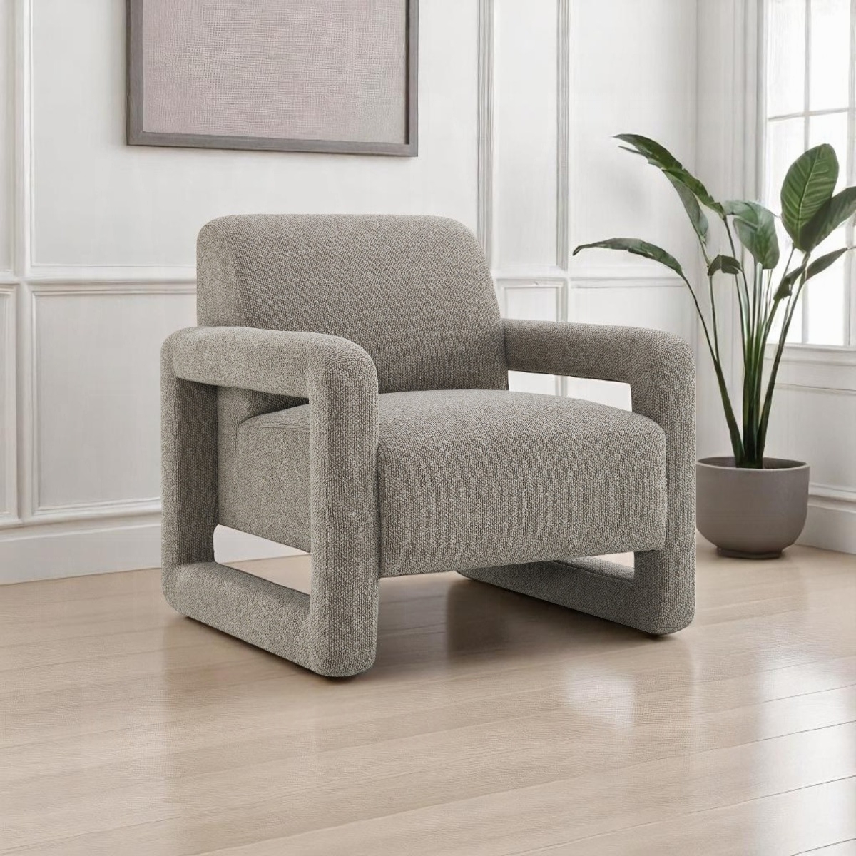 Glenda Accent Chair In Gray Chenille Lv05382 By Acme | Mobilia Cleopatra 3 Glenda Accent Chair in Gray Chenille