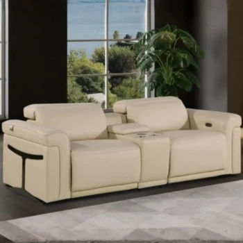 1126 Loveseat DivanItalia Top Grain Italian Leather With Power headset by Gu Furniture