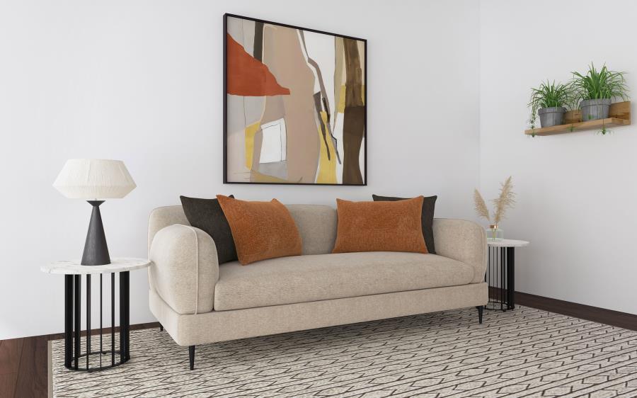 Jade Chenille Upholstered Sculpted Track Arm Sofa Latte By Coaster Furniture | Mobilia Cleopatra 3 Jade Chenille Upholstered Sculpted Track Arm Sofa Latte by Coaster Furniture