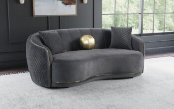 Brookside Velvet Upholstered Curved Sofa Dark Gray by Coaster Furniture