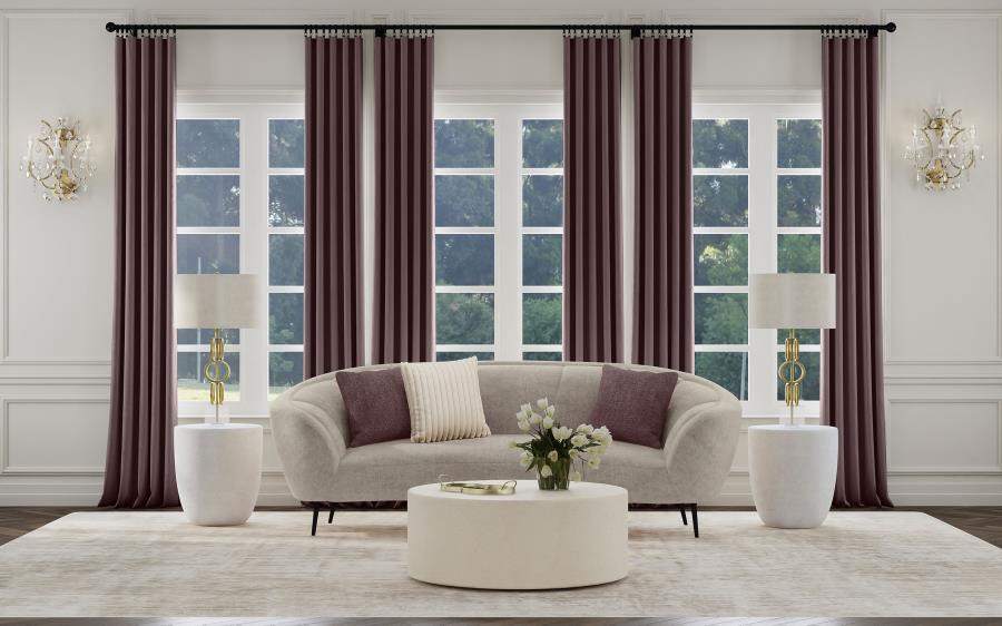 Ellorie Upholstered Curved Channel Back Sofa Beige By Coaster Furniture | Mobilia Cleopatra 3 Ellorie Upholstered Curved Channel Back Sofa Beige by Coaster Furniture