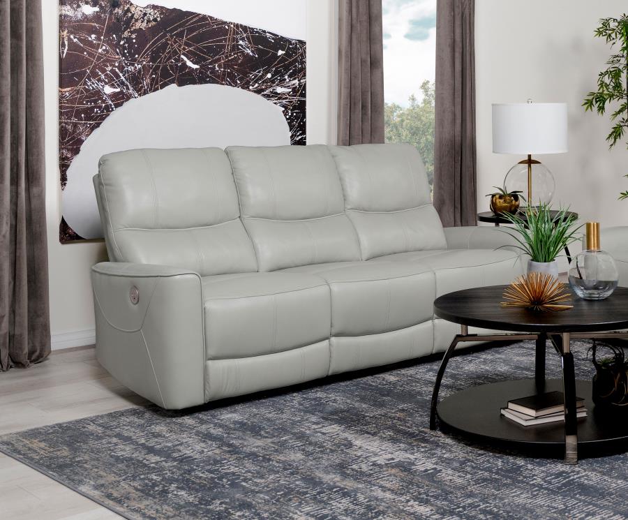 Greenfield Upholstered Power Reclining Sofa Dove Gray By Coaster Furniture | Mobilia Cleopatra 3 Greenfield Upholstered Power Reclining Sofa Dove Gray by Coaster Furniture